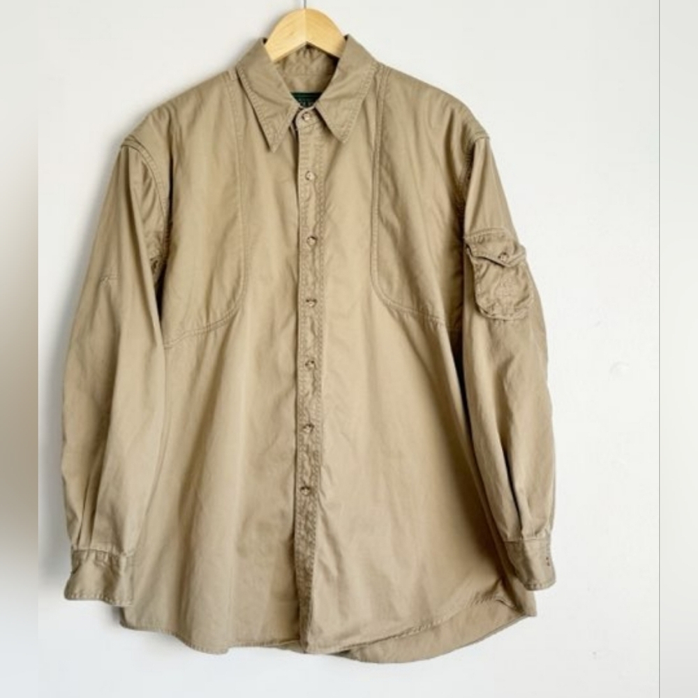 Woolrich Ducks Unlimited Shirt Mens Large Khaki Shooting Outdoor Hunting